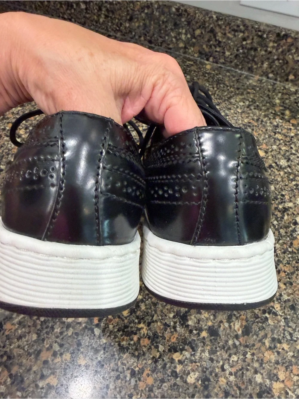 Classic Black Wingtip Derby with White Sole dr martens men’s 10